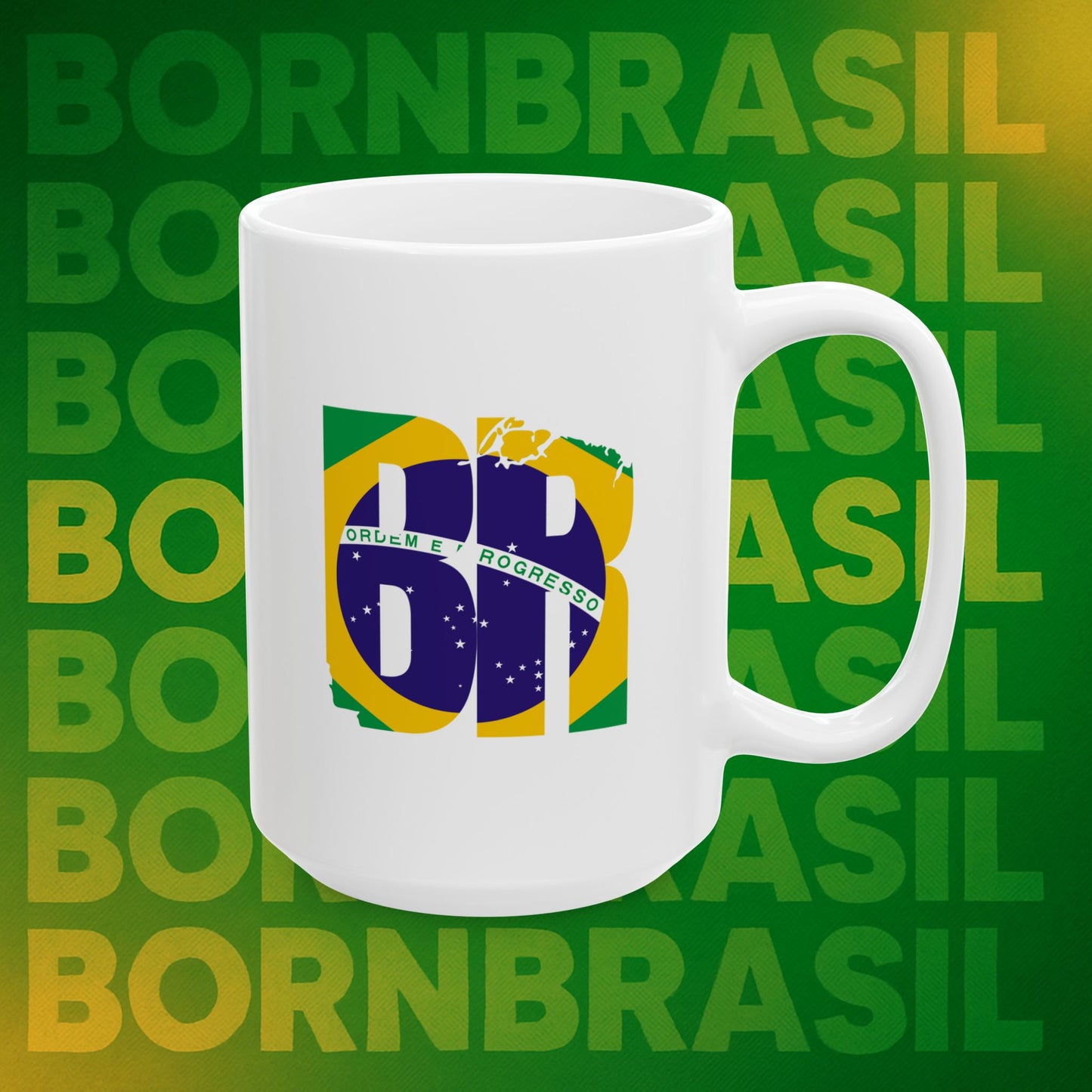 Caneca Brasil vs USA Not The Same + BR Bandeira | Cerâmica 11oz e 15oz | BornBrasil