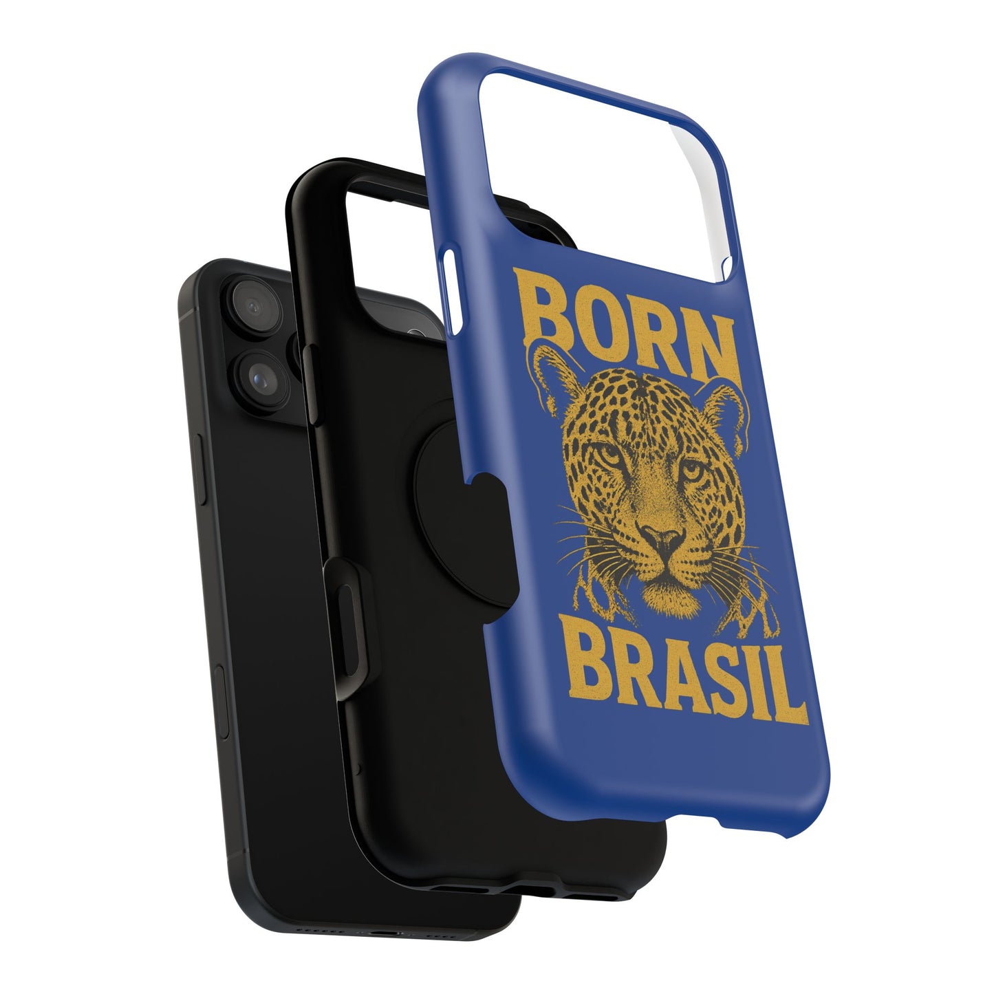 Capinha iPhone Impact-Resistant “Born Brasil Onça” – Proteção Premium do 11 ao 17 Pro Max | BornBrasil