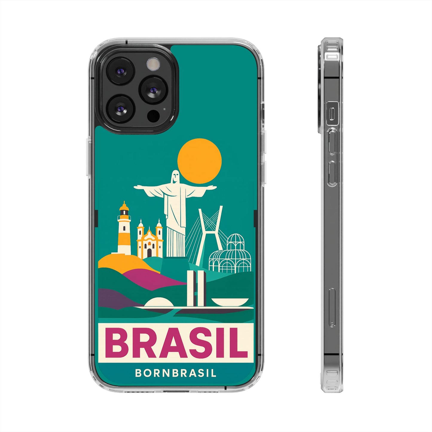Capa MagSafe Transparente "Cartão Postal" – Monumentos do Brasil (iPhone 12 ao 16 Pro Max)