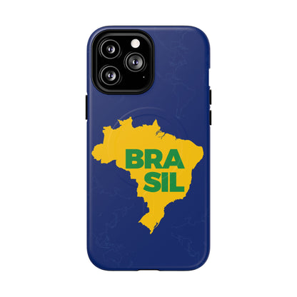 Capa MagSafe iPhone "BRASIL" Mapa Mundi - Case Magnética Premium (iPhone 13 ao 17 Pro Max)