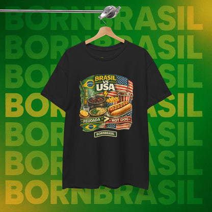 Camiseta Masculina BornBrasil Feijoada vs Hot Dog