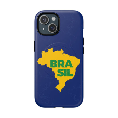 Capa MagSafe iPhone "BRASIL" Mapa Mundi - Case Magnética Premium (iPhone 13 ao 17 Pro Max)