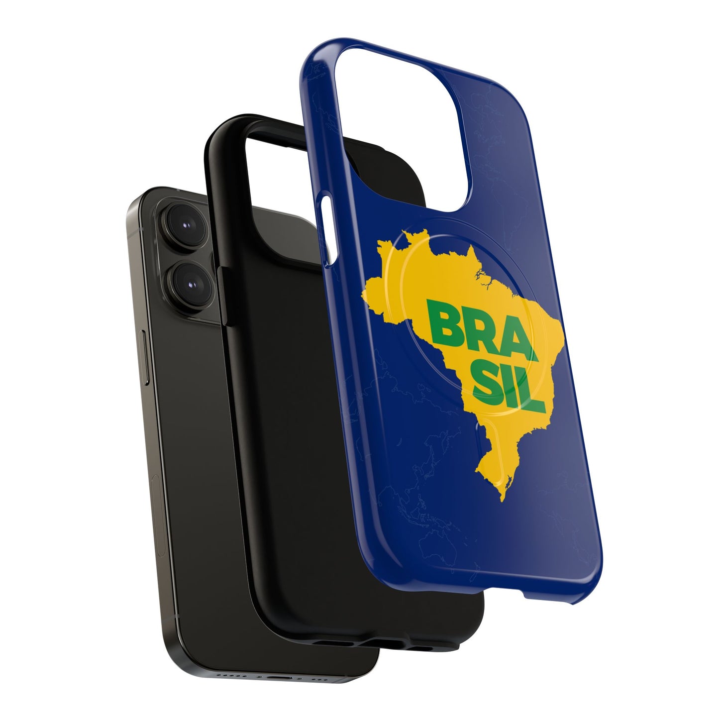 Capa MagSafe iPhone "BRASIL" Mapa Mundi - Case Magnética Premium (iPhone 13 ao 17 Pro Max)