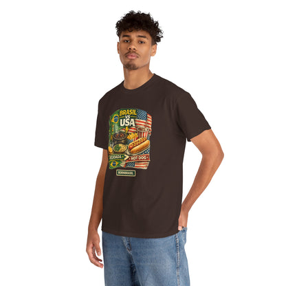 Camiseta Masculina BornBrasil Feijoada vs Hot Dog