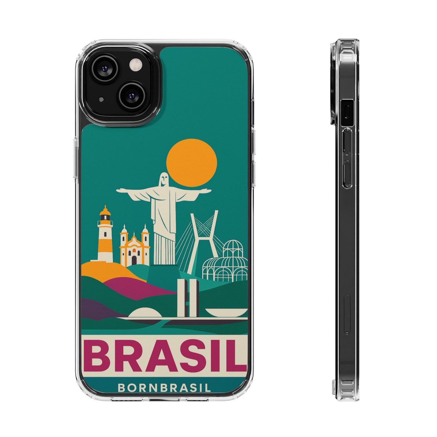 Capa MagSafe Transparente "Cartão Postal" – Monumentos do Brasil (iPhone 12 ao 16 Pro Max)
