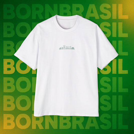 Camiseta Oversized Skyline Nacional – Arte Hand-Drawn BornBrasil