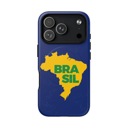 Capa MagSafe iPhone "BRASIL" Mapa Mundi - Case Magnética Premium (iPhone 13 ao 17 Pro Max)
