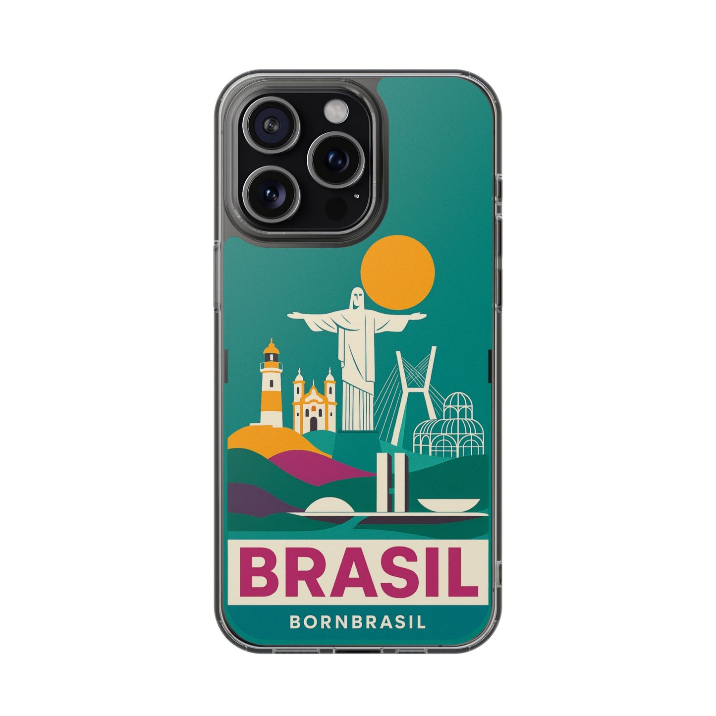Capa MagSafe Transparente "Cartão Postal" – Monumentos do Brasil (iPhone 12 ao 16 Pro Max)