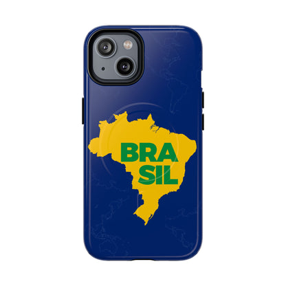 Capa MagSafe iPhone "BRASIL" Mapa Mundi - Case Magnética Premium (iPhone 13 ao 17 Pro Max)