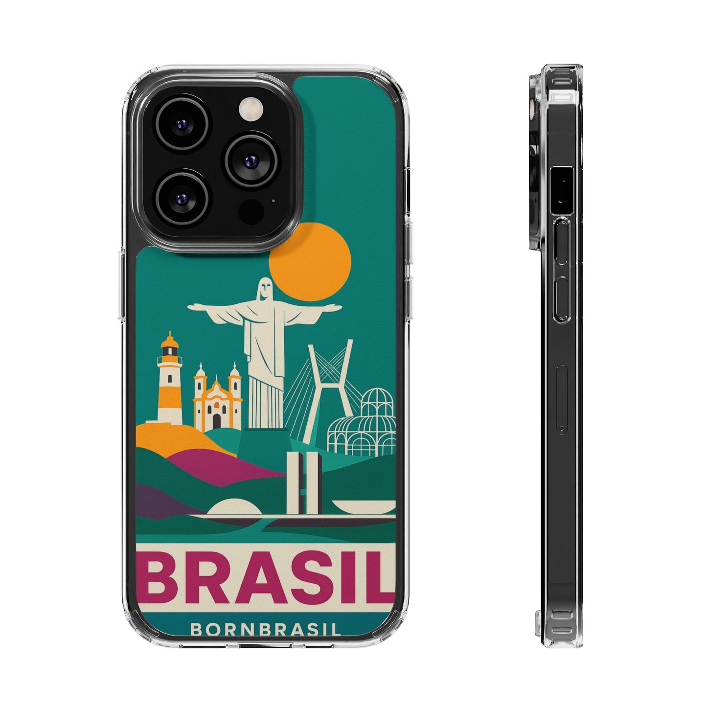 Capa MagSafe Transparente "Cartão Postal" – Monumentos do Brasil (iPhone 12 ao 16 Pro Max)