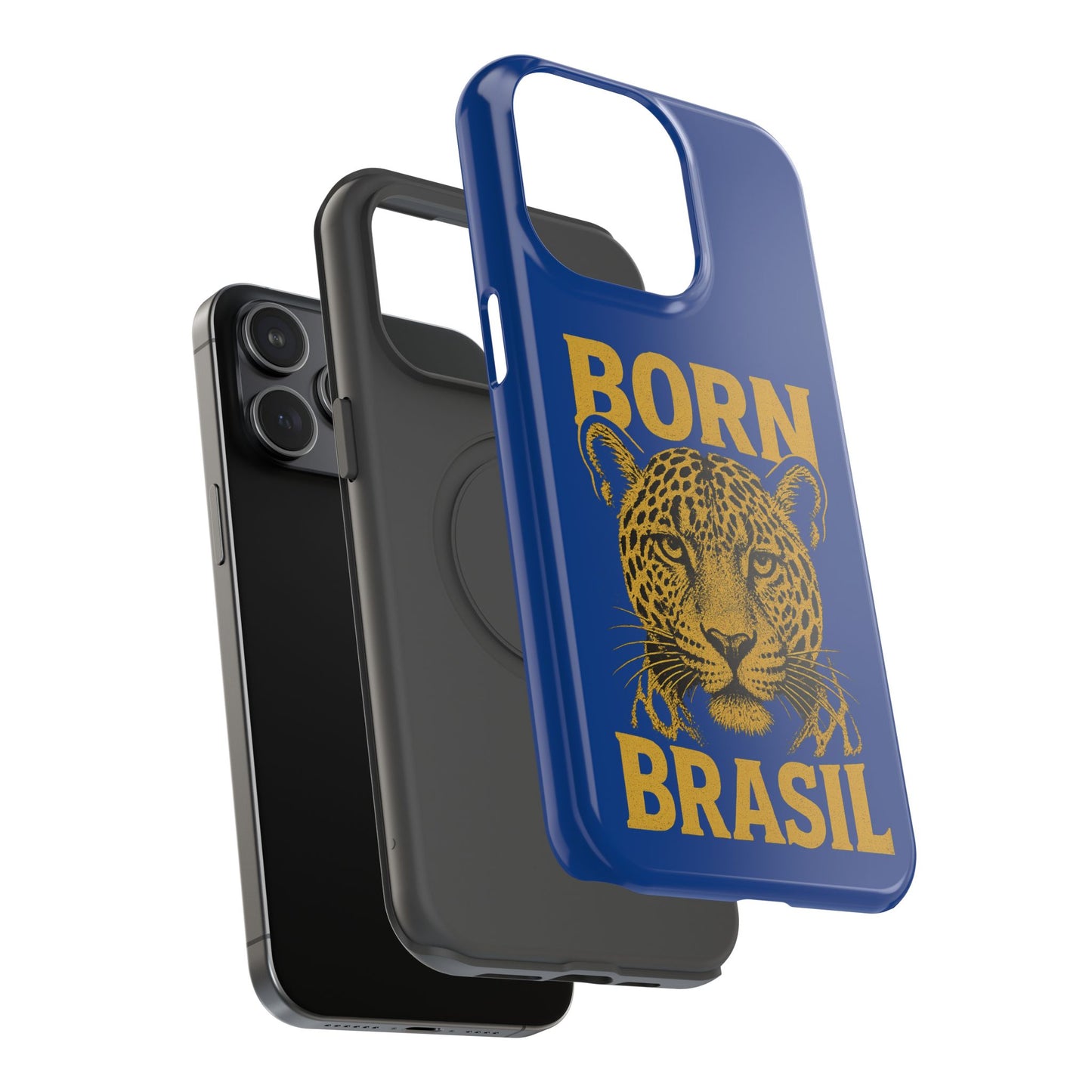 Capinha iPhone Impact-Resistant “Born Brasil Onça” – Proteção Premium do 11 ao 17 Pro Max | BornBrasil