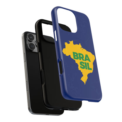 Capa MagSafe iPhone "BRASIL" Mapa Mundi - Case Magnética Premium (iPhone 13 ao 17 Pro Max)