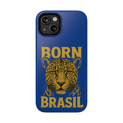 Capinha iPhone Impact-Resistant “Born Brasil Onça” – Proteção Premium do 11 ao 17 Pro Max | BornBrasil