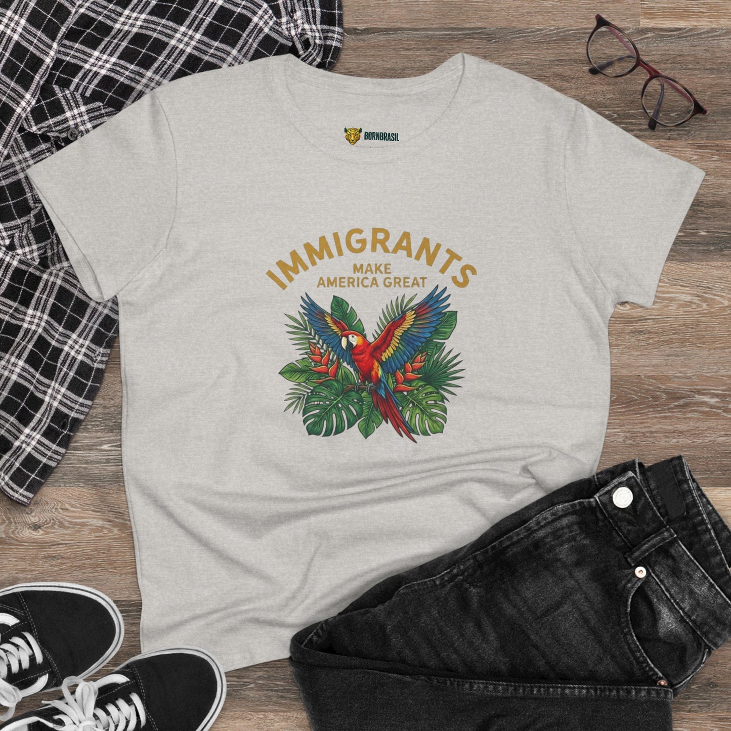 Camiseta Babylook Feminina “Immigrants Make America Great” – Orgulho Imigrante | BornBrasil