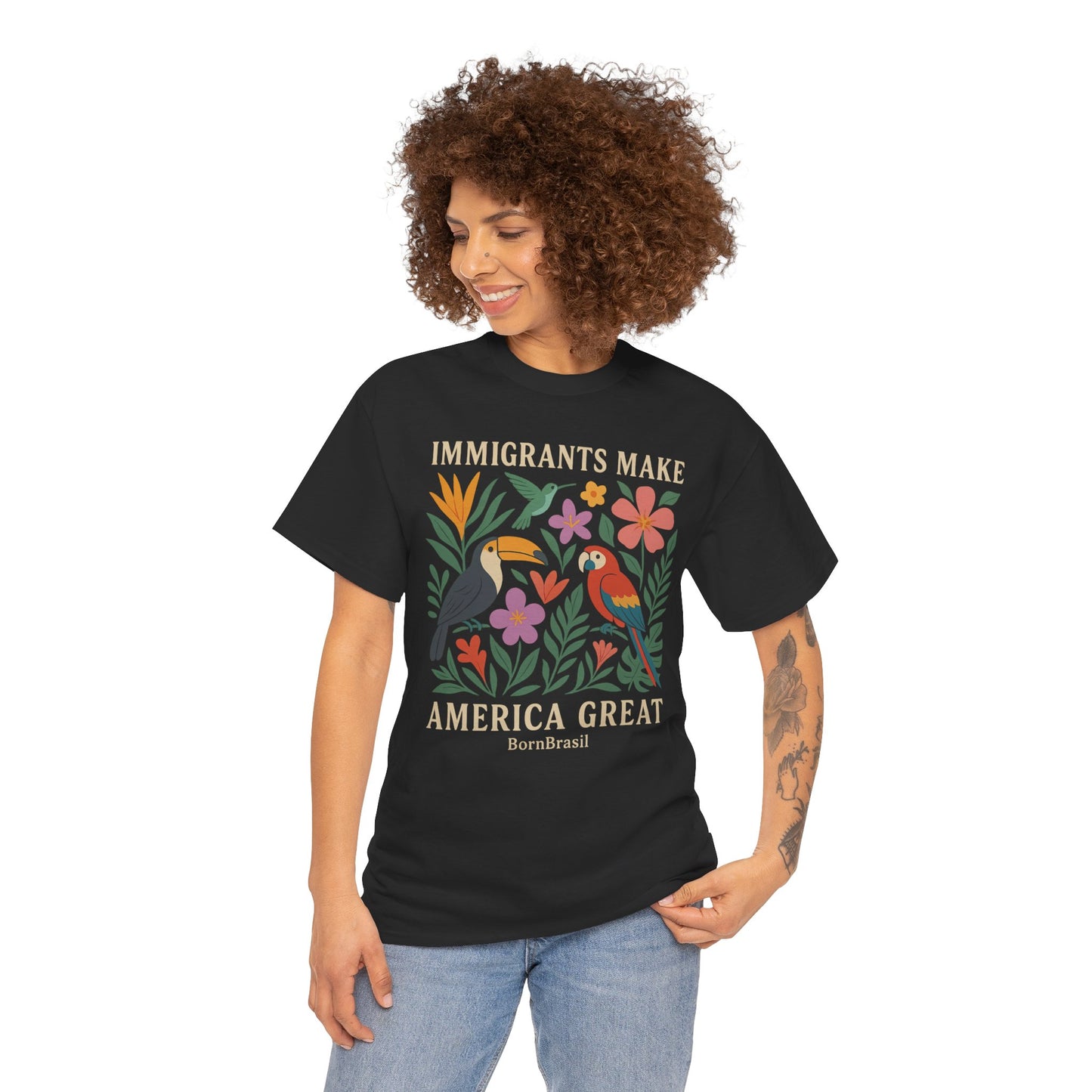 Camiseta Feminina Immigrants Make America Great – Floresta Brasileira | BornBrasil