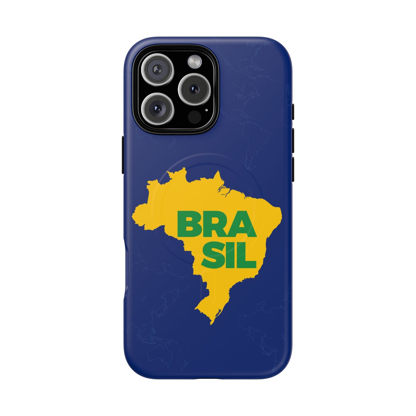 Capa MagSafe iPhone "BRASIL" Mapa Mundi - Case Magnética Premium (iPhone 13 ao 17 Pro Max)