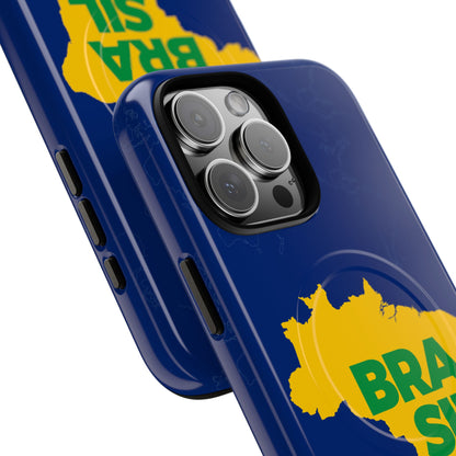 Capa MagSafe iPhone "BRASIL" Mapa Mundi - Case Magnética Premium (iPhone 13 ao 17 Pro Max)