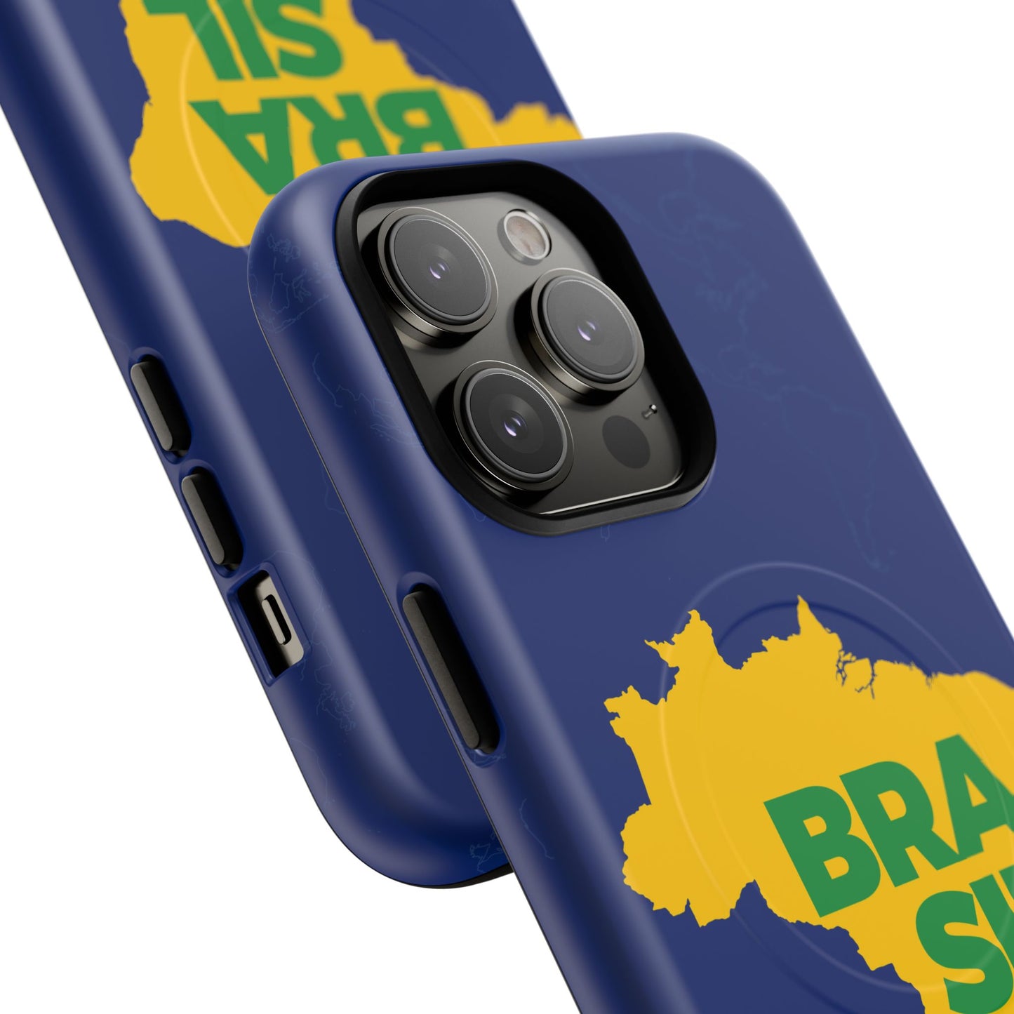 Capa MagSafe iPhone "BRASIL" Mapa Mundi - Case Magnética Premium (iPhone 13 ao 17 Pro Max)