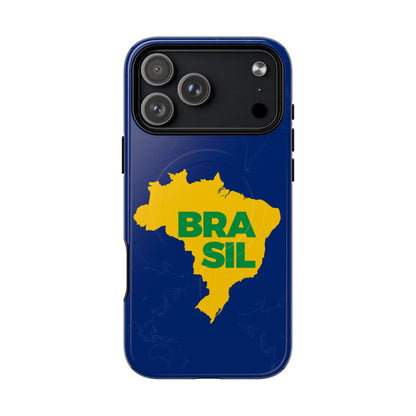 Capa MagSafe iPhone "BRASIL" Mapa Mundi - Case Magnética Premium (iPhone 13 ao 17 Pro Max)