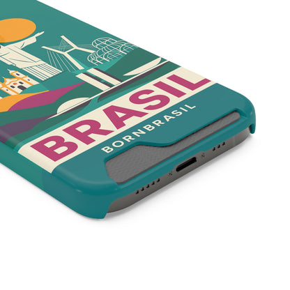 Capa Porta-Cartão iPhone "Aquarela do Brasil" - Wallet Case Vintage (iPhone 13 ao 17 Pro Max)