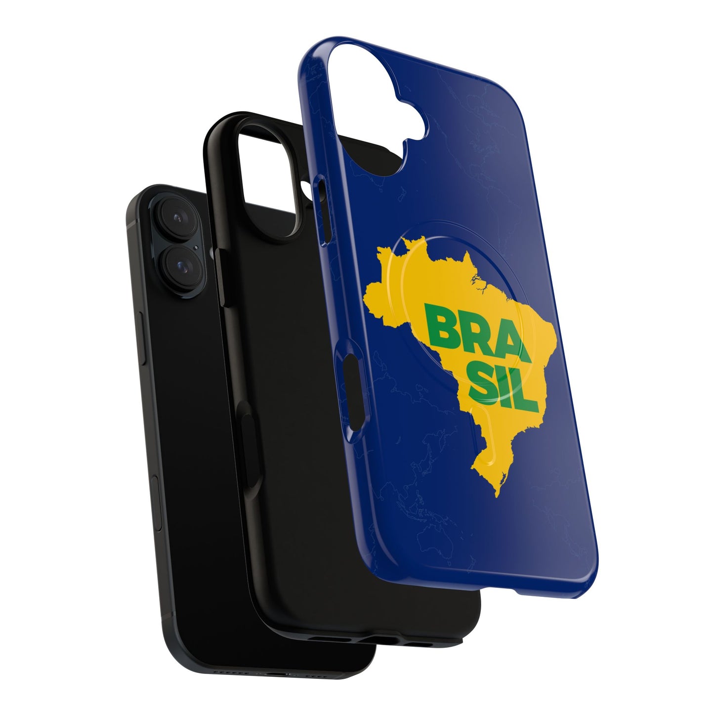 Capa MagSafe iPhone "BRASIL" Mapa Mundi - Case Magnética Premium (iPhone 13 ao 17 Pro Max)