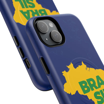 Capa MagSafe iPhone "BRASIL" Mapa Mundi - Case Magnética Premium (iPhone 13 ao 17 Pro Max)