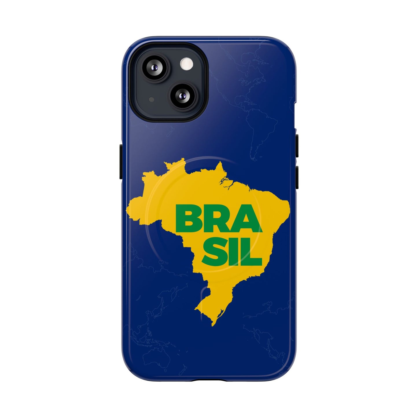 Capa MagSafe iPhone "BRASIL" Mapa Mundi - Case Magnética Premium (iPhone 13 ao 17 Pro Max)