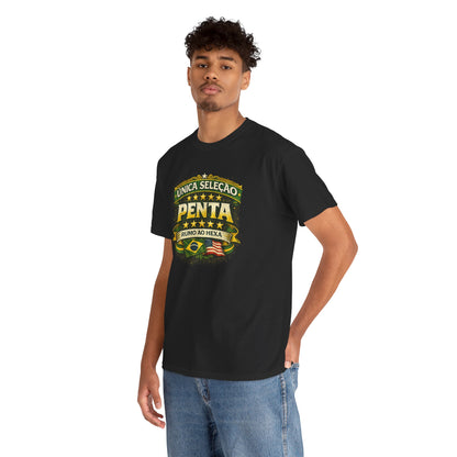 Camiseta Masculina BornBrasil Única Seleção Penta - Rumo ao Hexa Estilo Retrô