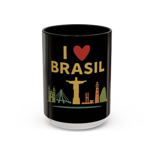 I  Brasil Accent Coffee Mug - Perfect Gift for Travel Lovers, Home Decor, Coffee Enthusiasts, Brazil Souvenir, Daily Use Mug