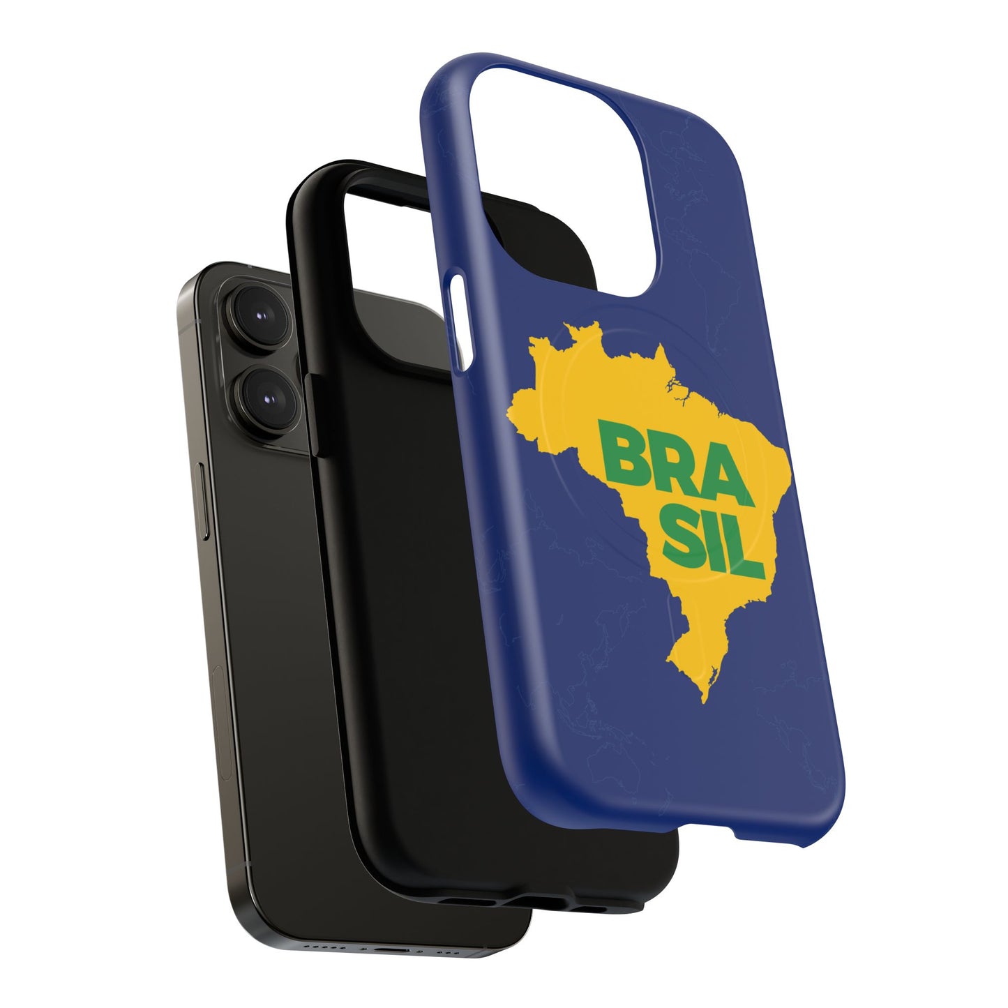 Capa MagSafe iPhone "BRASIL" Mapa Mundi - Case Magnética Premium (iPhone 13 ao 17 Pro Max)