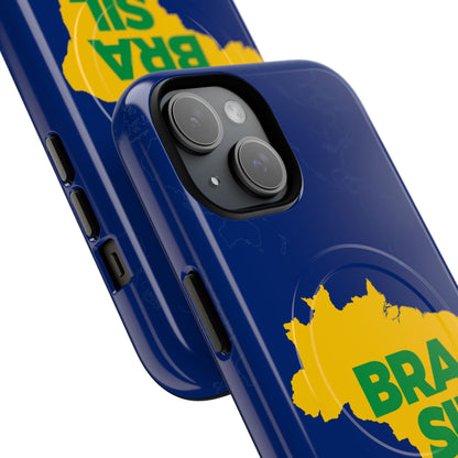 Capa MagSafe iPhone "BRASIL" Mapa Mundi - Case Magnética Premium (iPhone 13 ao 17 Pro Max)