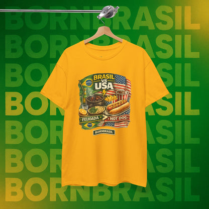 Camiseta Masculina BornBrasil Feijoada vs Hot Dog