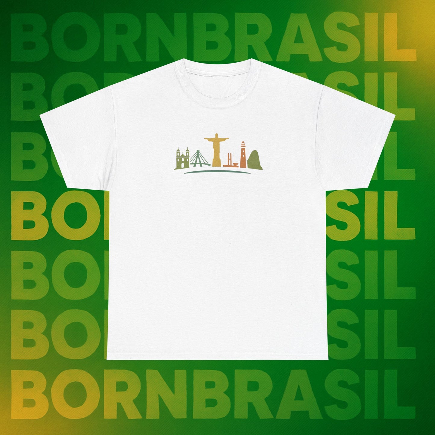 Camiseta Skyline Nacional – Arte Hand-Drawn BornBrasil