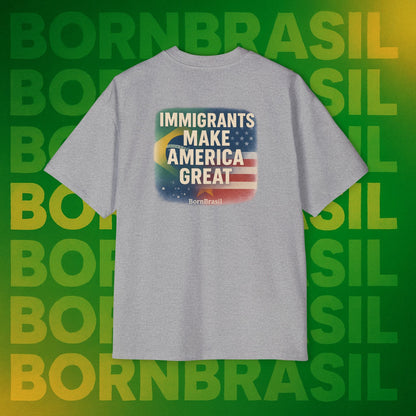 Camiseta Oversized Immigrants Make America Great – Brasil x EUA | BornBrasil