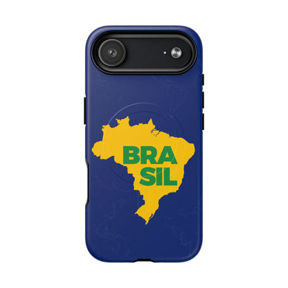 Capa MagSafe iPhone "BRASIL" Mapa Mundi - Case Magnética Premium (iPhone 13 ao 17 Pro Max)