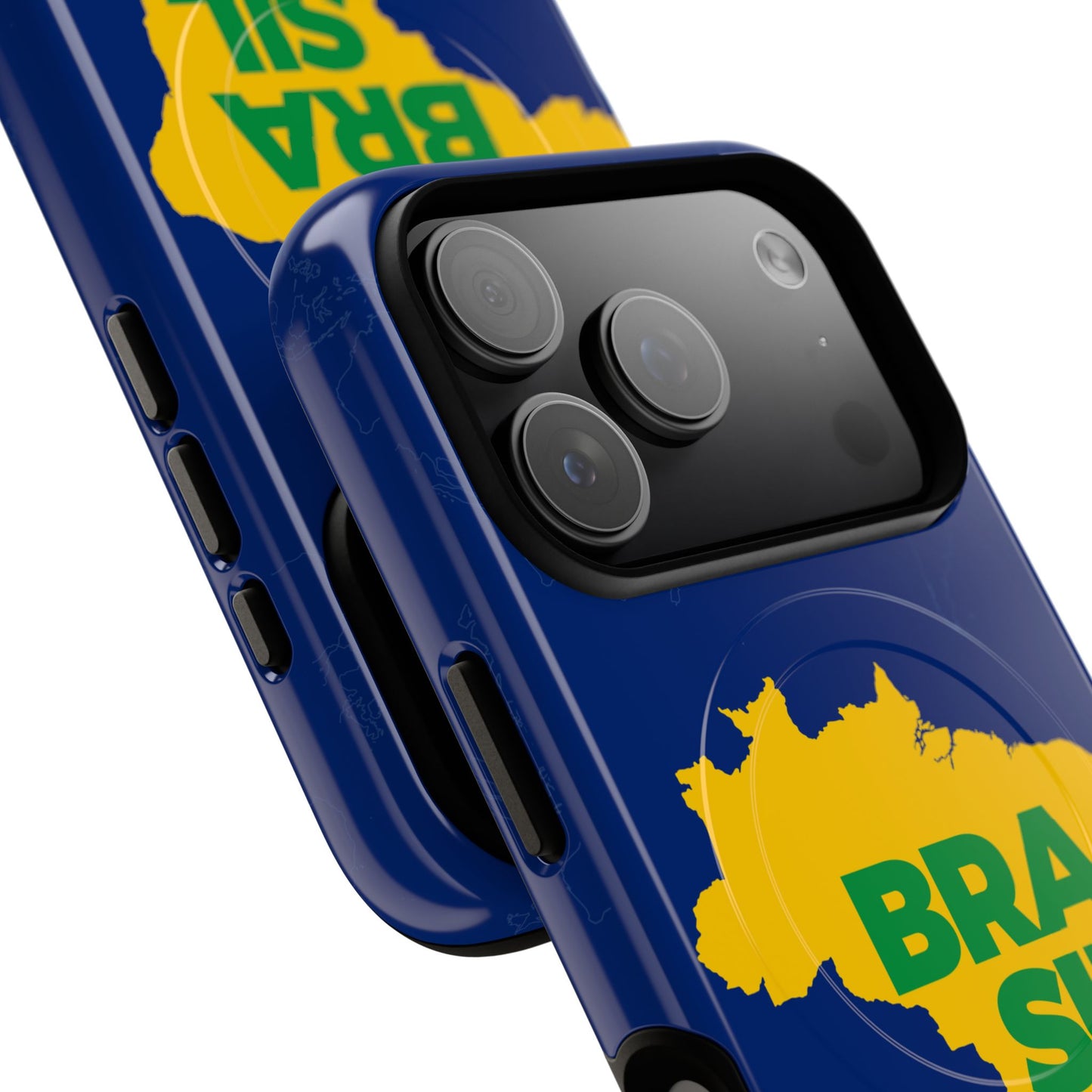 Capa MagSafe iPhone "BRASIL" Mapa Mundi - Case Magnética Premium (iPhone 13 ao 17 Pro Max)