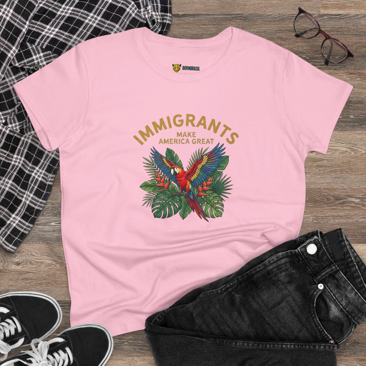 Camiseta Babylook Feminina “Immigrants Make America Great” – Orgulho Imigrante | BornBrasil
