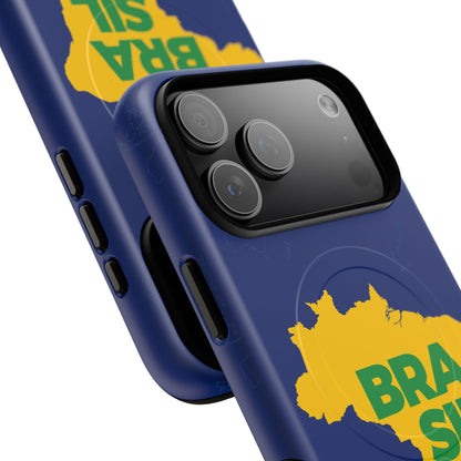 Capa MagSafe iPhone "BRASIL" Mapa Mundi - Case Magnética Premium (iPhone 13 ao 17 Pro Max)