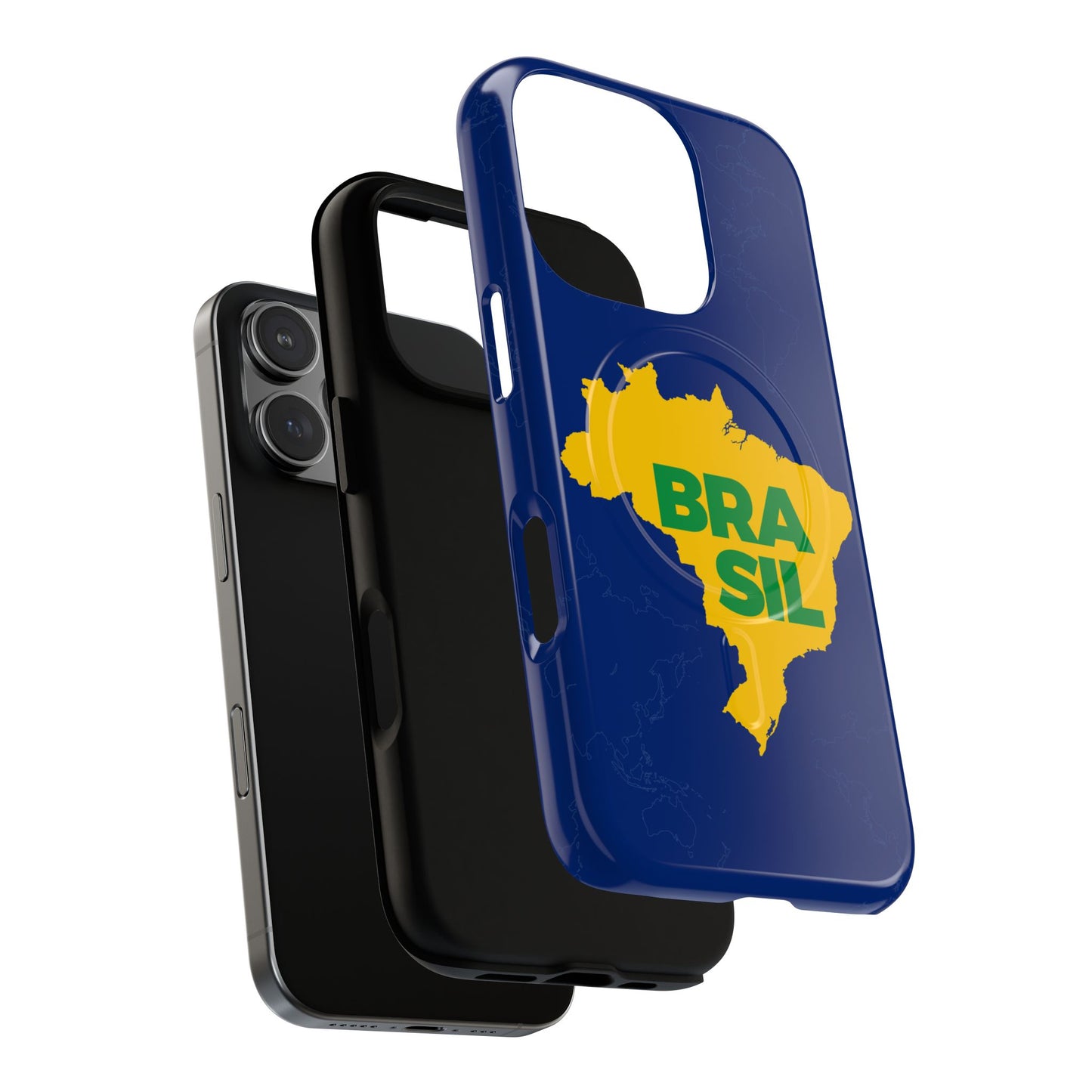 Capa MagSafe iPhone "BRASIL" Mapa Mundi - Case Magnética Premium (iPhone 13 ao 17 Pro Max)