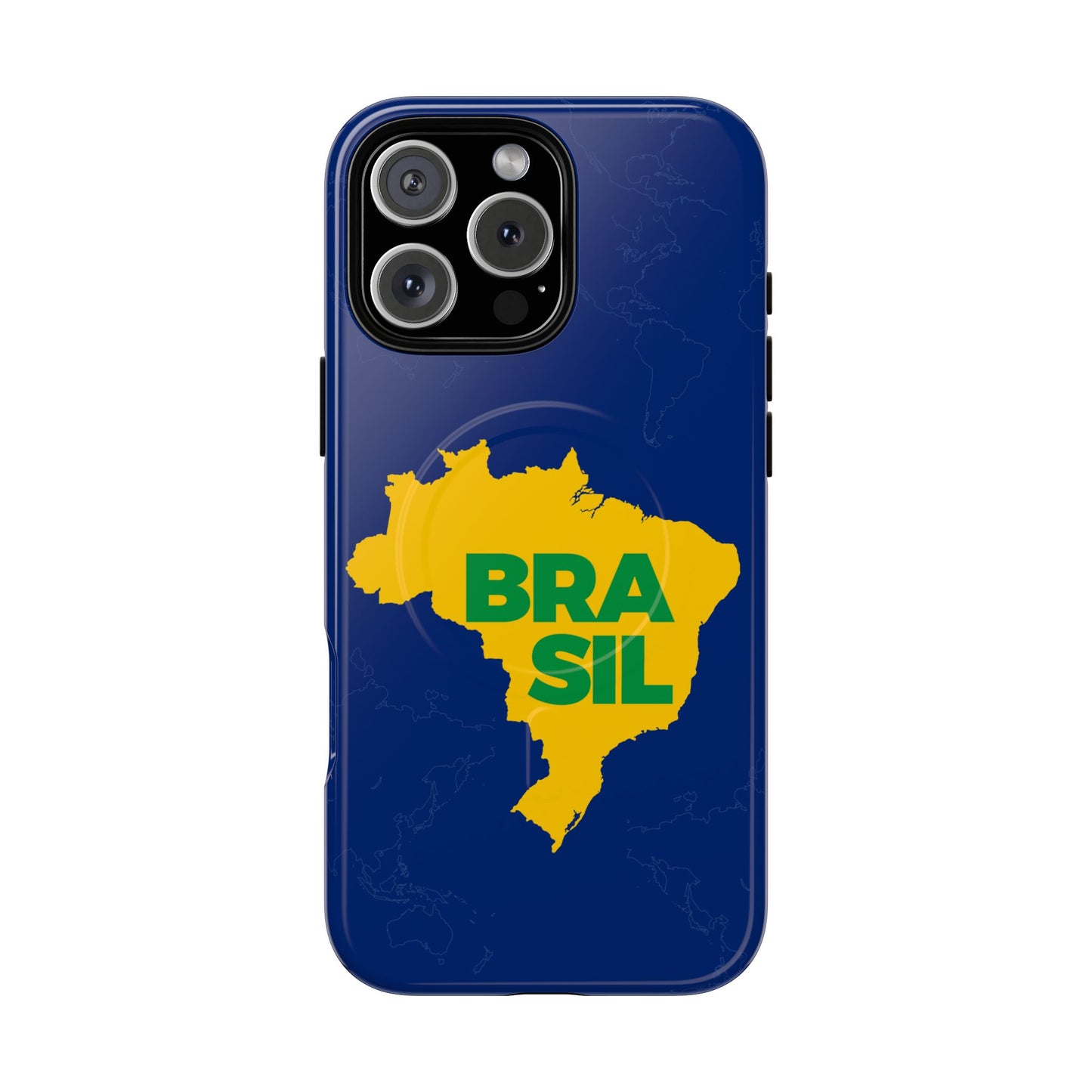 Capa MagSafe iPhone "BRASIL" Mapa Mundi - Case Magnética Premium (iPhone 13 ao 17 Pro Max)