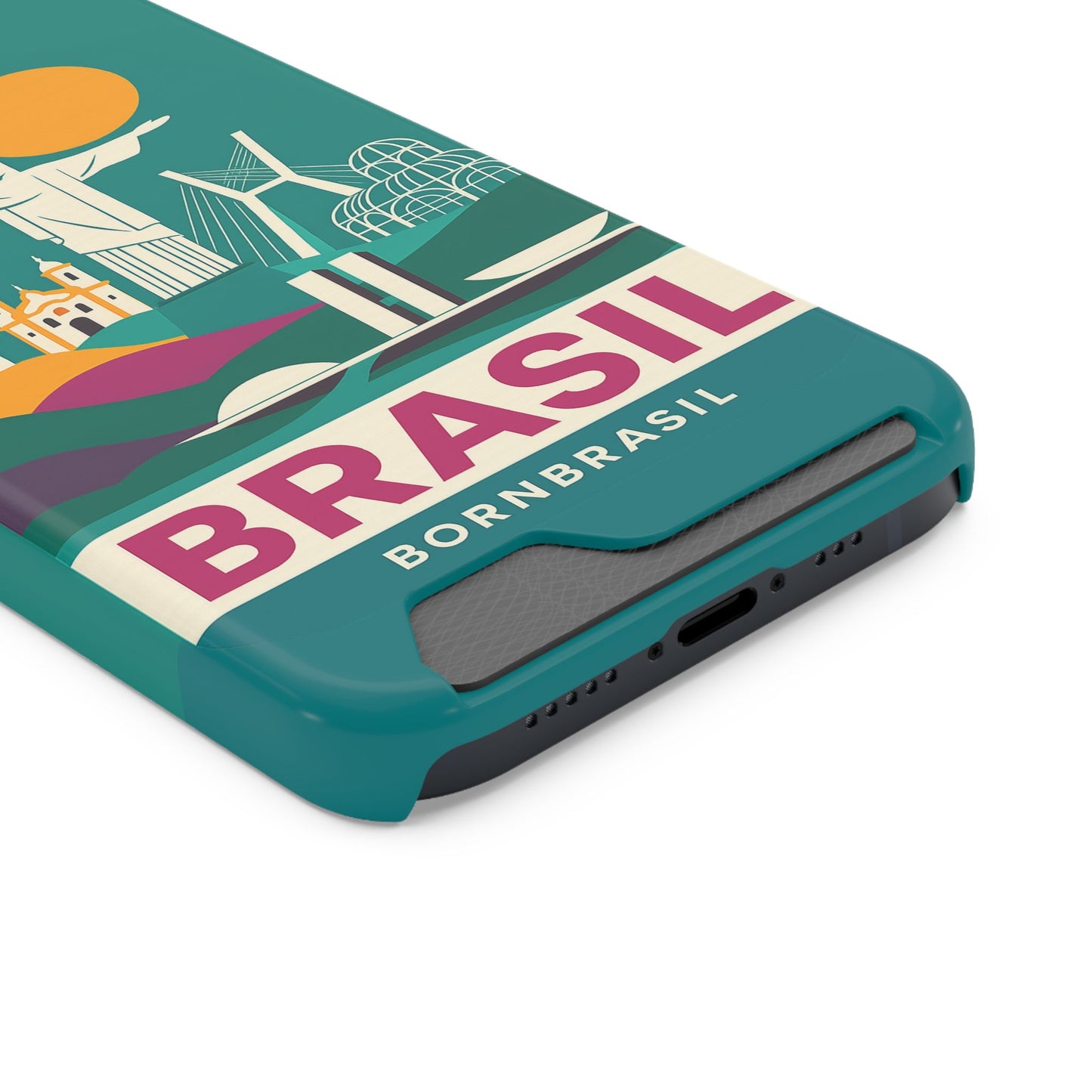 Capa Porta-Cartão iPhone "Aquarela do Brasil" - Wallet Case Vintage (iPhone 13 ao 17 Pro Max)