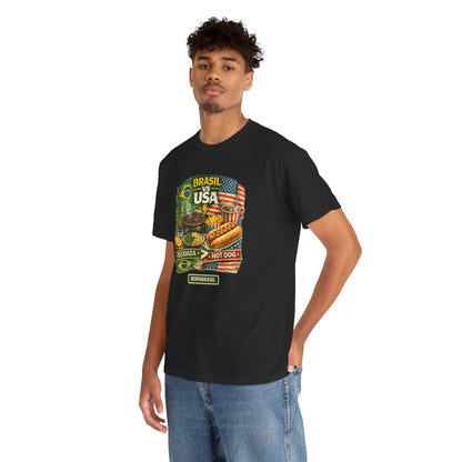 Camiseta Masculina BornBrasil Feijoada vs Hot Dog