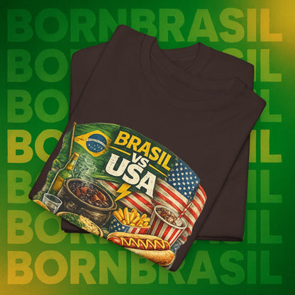 Camiseta Masculina BornBrasil Feijoada vs Hot Dog