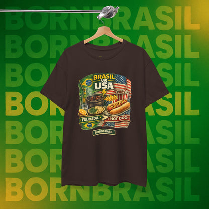 Camiseta Masculina BornBrasil Feijoada vs Hot Dog