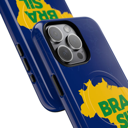 Capa MagSafe iPhone "BRASIL" Mapa Mundi - Case Magnética Premium (iPhone 13 ao 17 Pro Max)