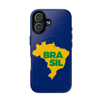 Capa MagSafe iPhone "BRASIL" Mapa Mundi - Case Magnética Premium (iPhone 13 ao 17 Pro Max)