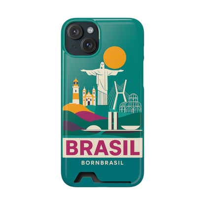 Capa Porta-Cartão iPhone "Aquarela do Brasil" - Wallet Case Vintage (iPhone 13 ao 17 Pro Max)