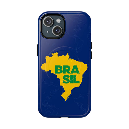 Capa MagSafe iPhone "BRASIL" Mapa Mundi - Case Magnética Premium (iPhone 13 ao 17 Pro Max)