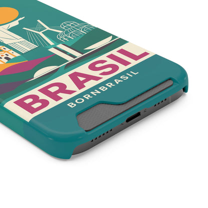 Capa Porta-Cartão iPhone "Aquarela do Brasil" - Wallet Case Vintage (iPhone 13 ao 17 Pro Max)