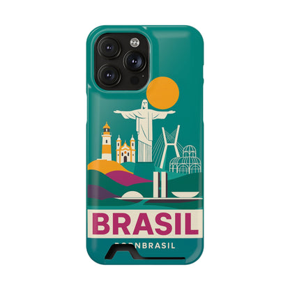 Capa Porta-Cartão iPhone "Aquarela do Brasil" - Wallet Case Vintage (iPhone 13 ao 17 Pro Max)